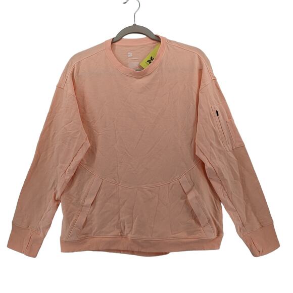French Terry Modern Crewneck‎ Sweatshirt Womens All in Motion Peach Orange M Zip - Picture 1 of 9